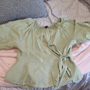 Universal Thread Light Green Wrap Blouse